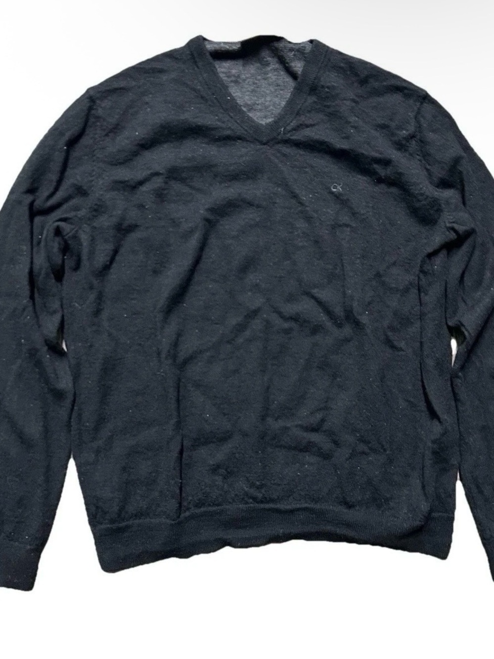 Calvin Klein Men's Black V-Neck Logo Sweater